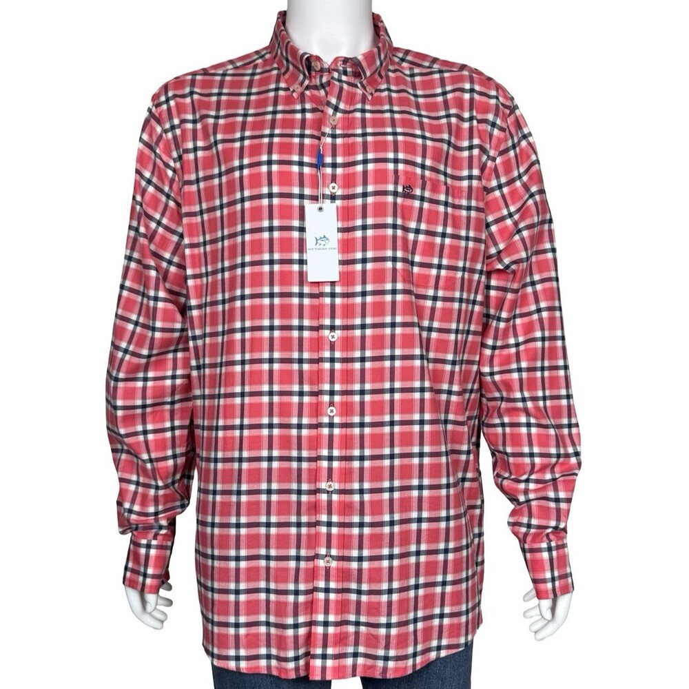 Southern Tide Mens XXL Shirt Beachrock Plaid Skipjack Snapper Long Sleeve New